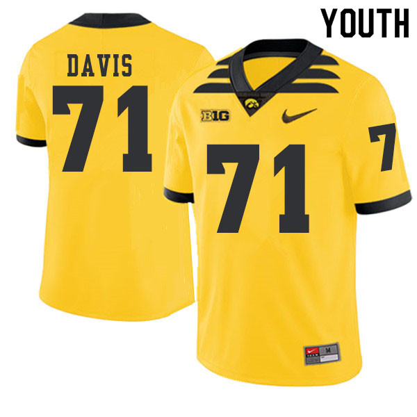 2019 Youth #71 Carl Davis Iowa Hawkeyes College Football Alternate Jerseys Sale-Gold